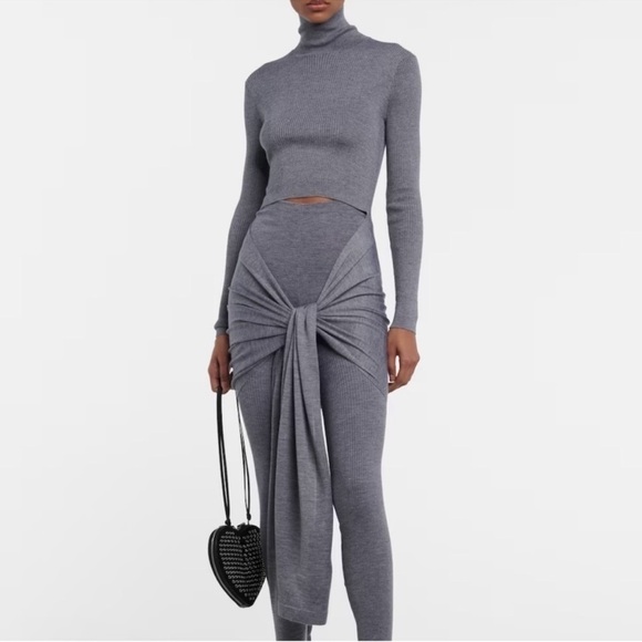 Alaia Sweaters - New Alaïa Cashmere & Silk Rib Turtleneck Sweater with Sash Size 36 FR